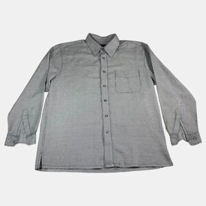 Visitor Mens Silk Linen Blend Long Sleeve Button Up‎ Shirt Gray Size Large